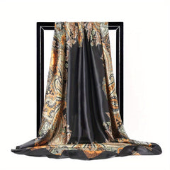 Paisley Print Square Scarf Satin Bandana Silk Hijab Women Head Wraps