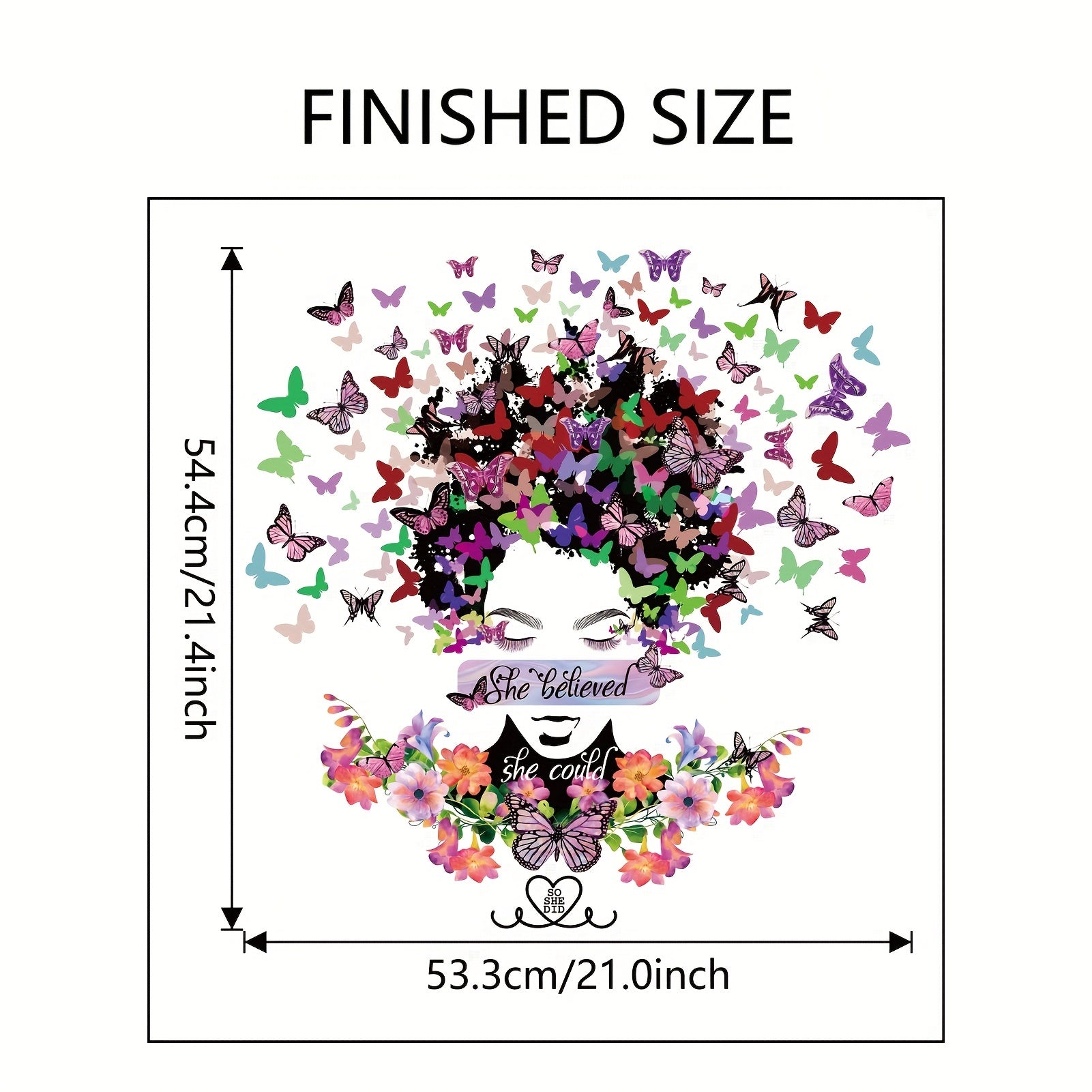Lady Wall Sticker Butterfly Green Leafs Wall Decal