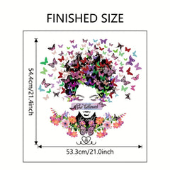 Lady Wall Sticker Butterfly Green Leafs Wall Decal