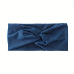 Solid Elastic Sports Headband Wide Brim Knotted Sweat Absorbent Headband
