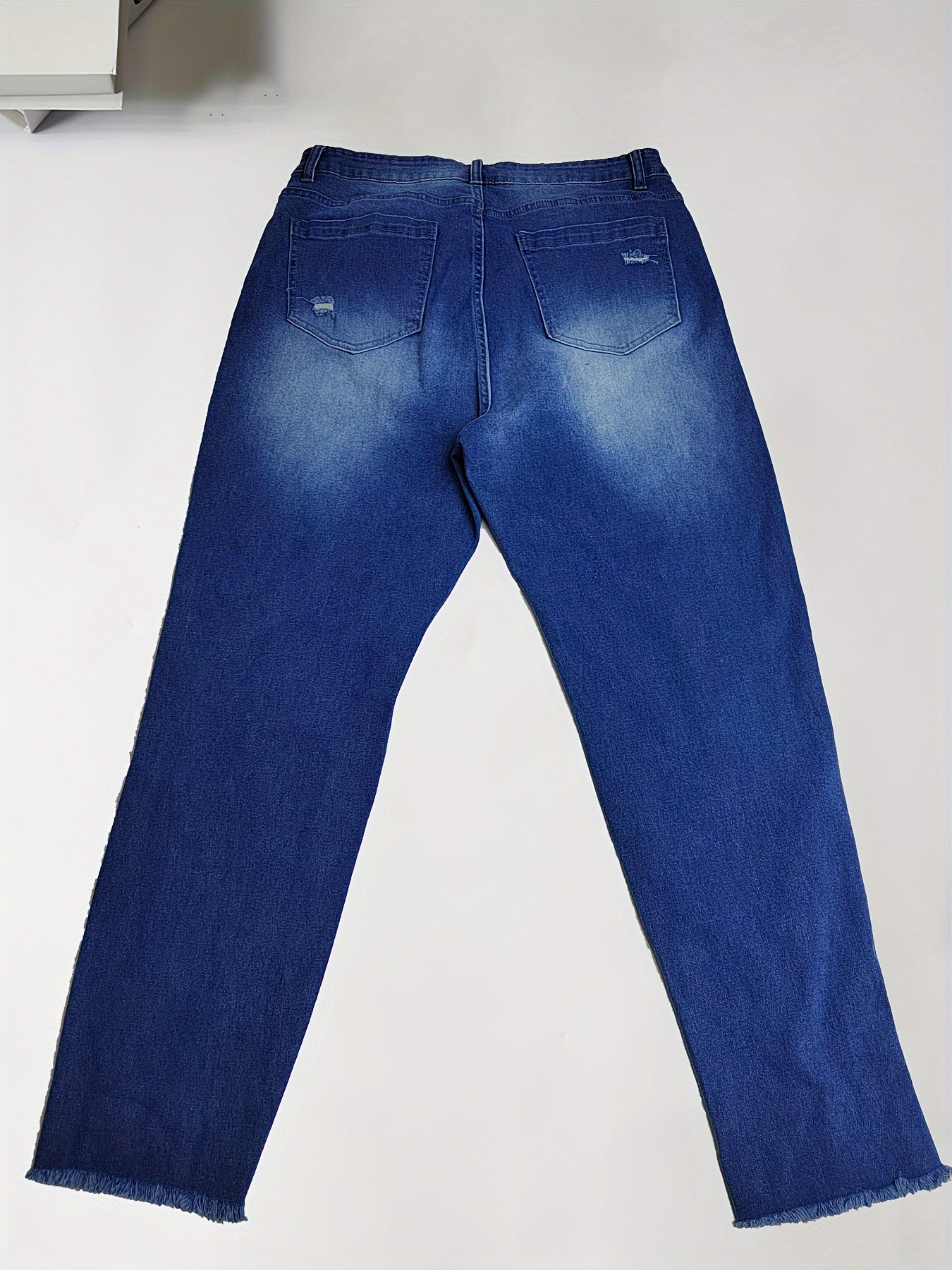  Women's Skull Print Ripped High Stretch Jeans