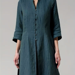 Vintage Solid V Neck Jacket Women's Clothing