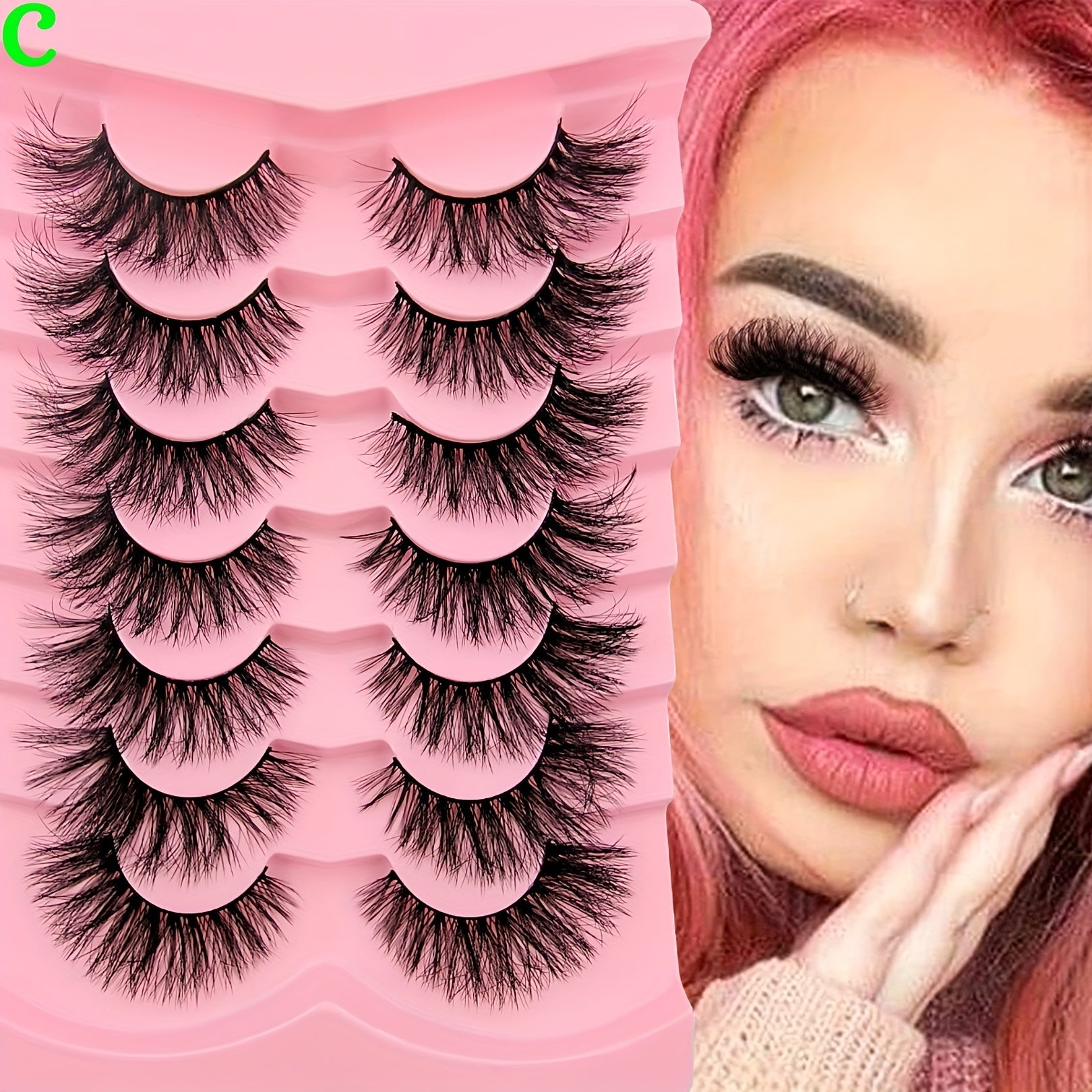 7 Pairs Cat Eye Lashes Fluffy Thick Curling False Eyelashes Faux Mink