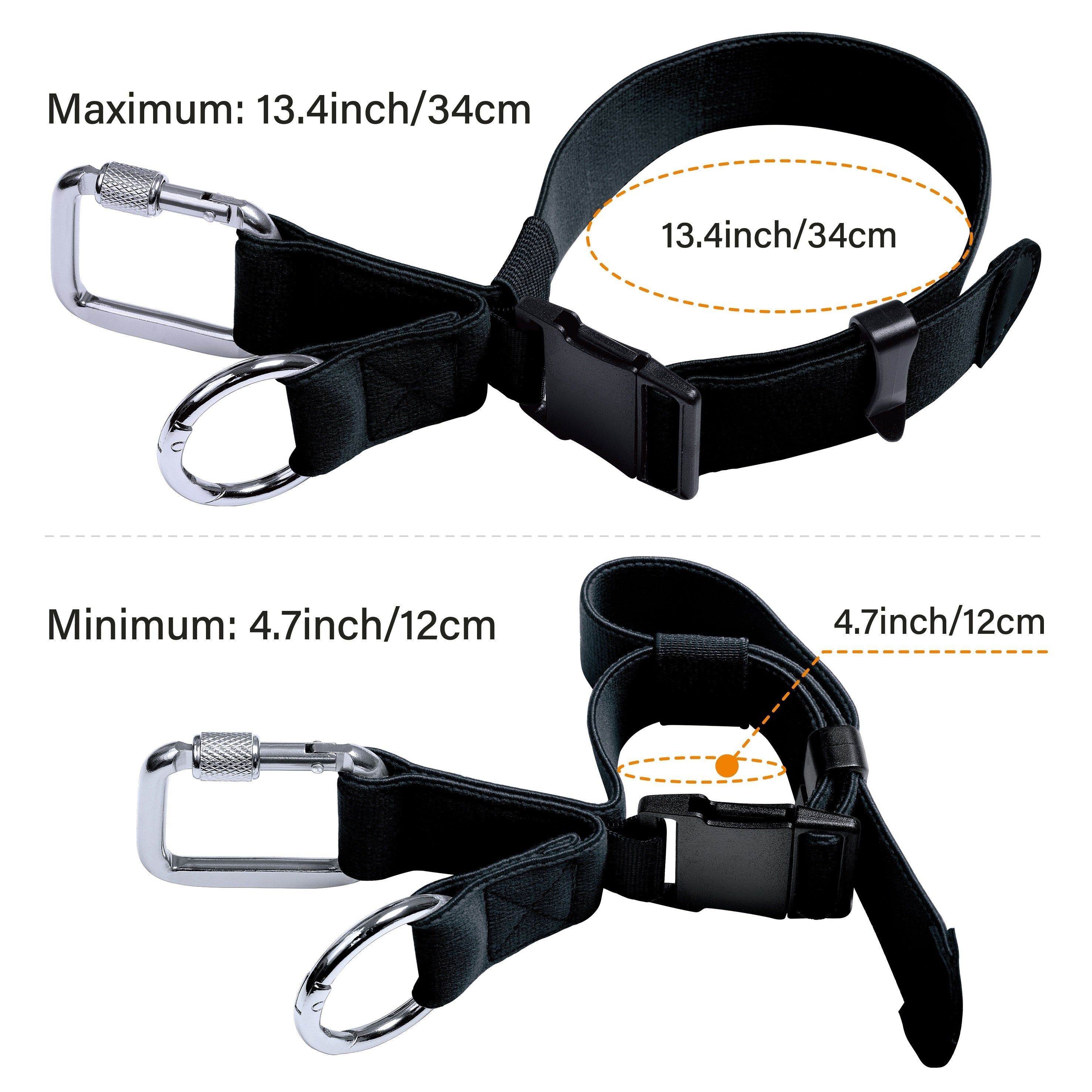 Stroller Hooks Adjustable Travel Strap with Square Hooks and Round Loop Buckles