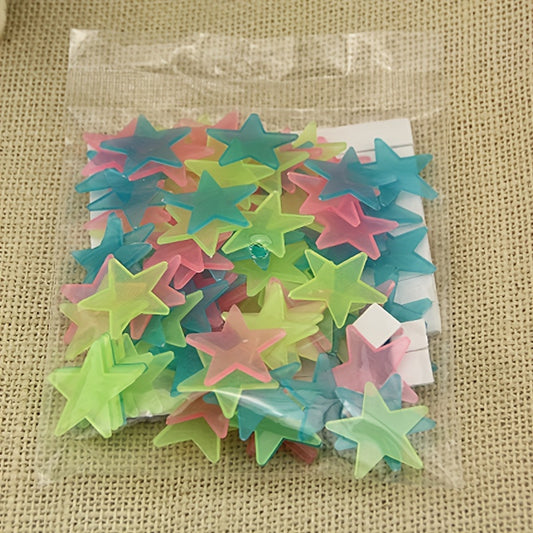 50pcs Luminous Star Wall Stickers, Fluorescent Pentagram Decoration