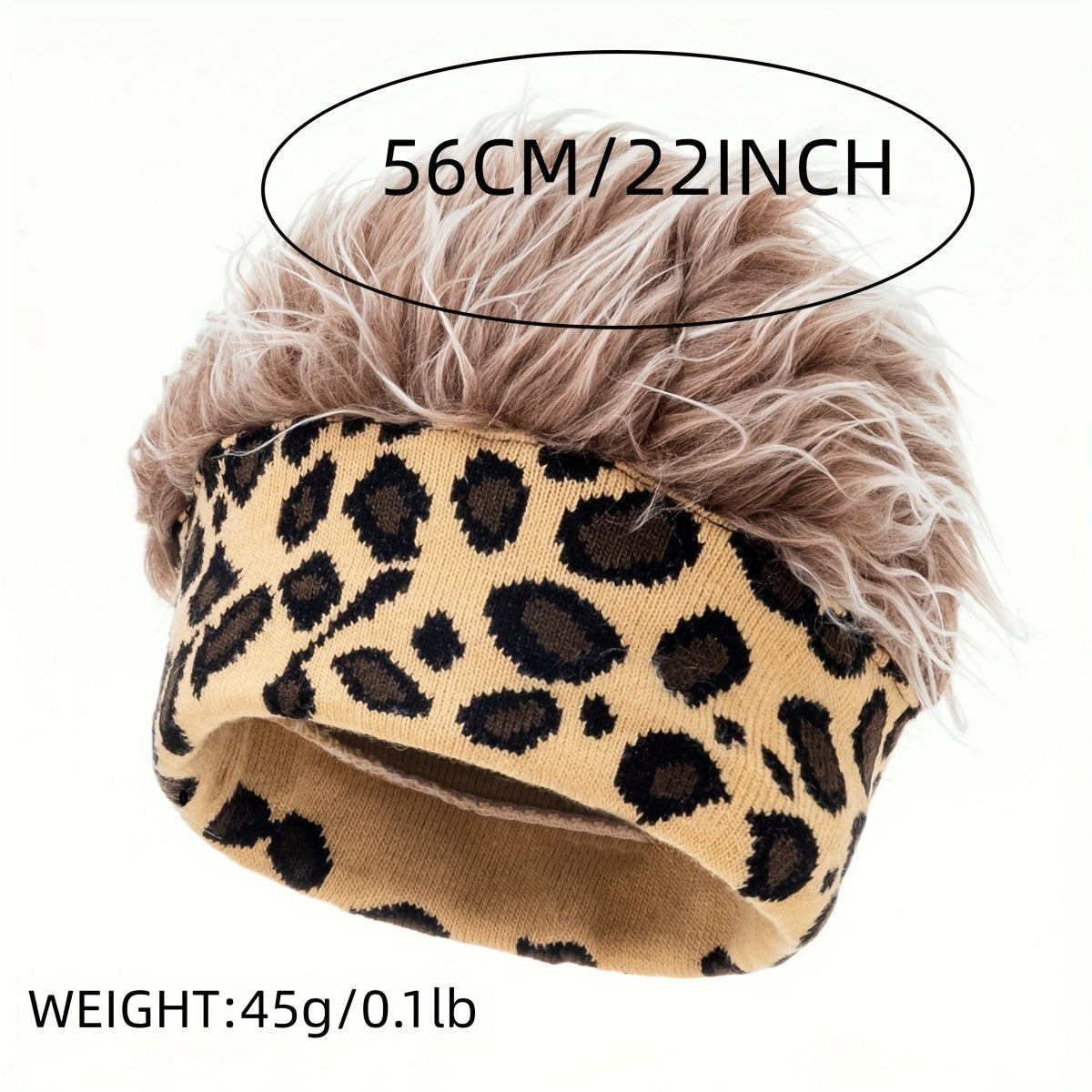 Leopard Print Wig Headband Elastic Hip Hop Beanie Unisex Knitted Hat