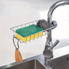 Stainless Steel Faucet Sponge Holder Kitchen Sink Caddy Organizer