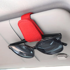 Magnetic Leather Car Visor Sunglasses Holder - Car Interior Accessory