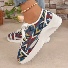 Women's Tribal Style Strap Sneakers Casual Breathable Low Top Walking Shoes