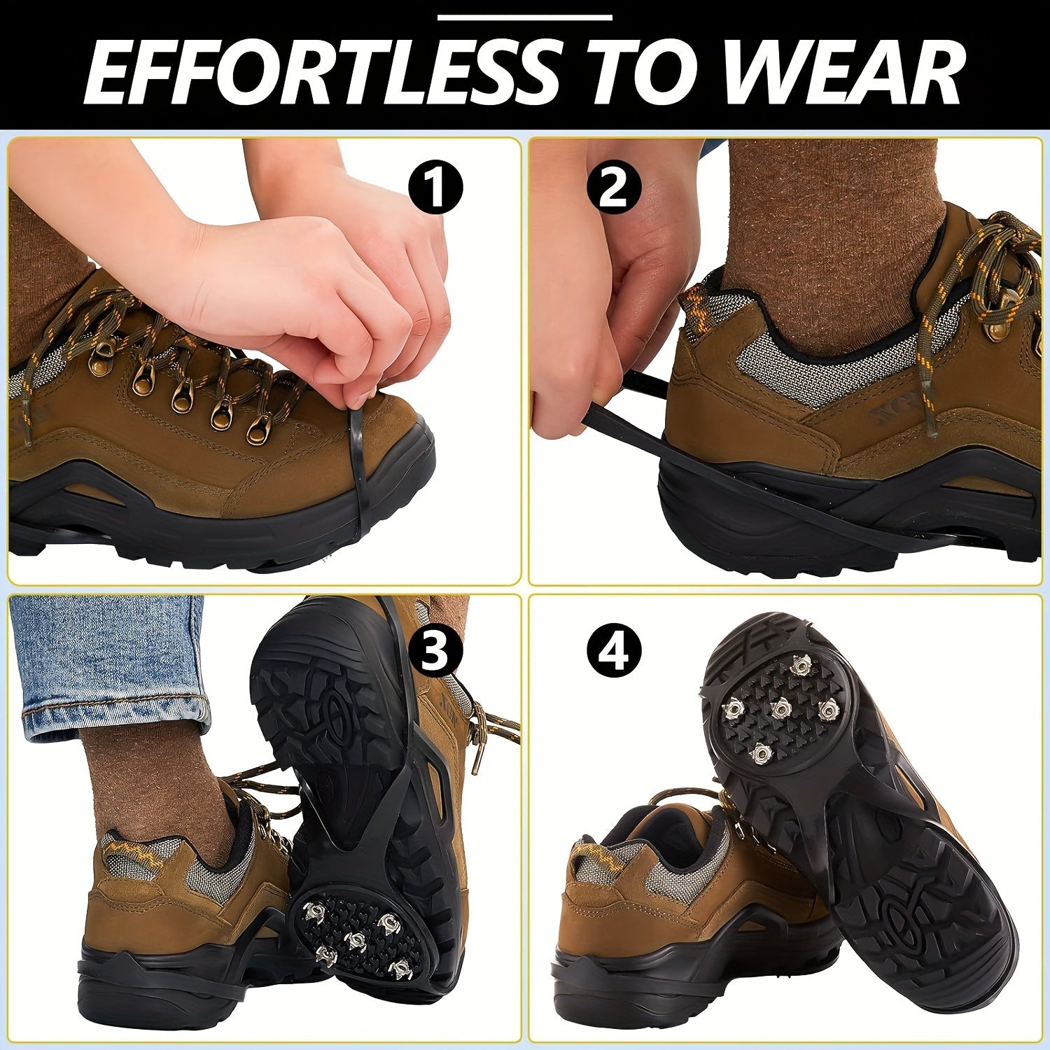Non-slip Clamp Nails Ice Shoe Nails with 5 Teeth for Hiking Skiing