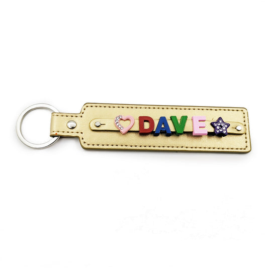 Personalized Champagne Pet Memorial Keychain with Colorful Letter String