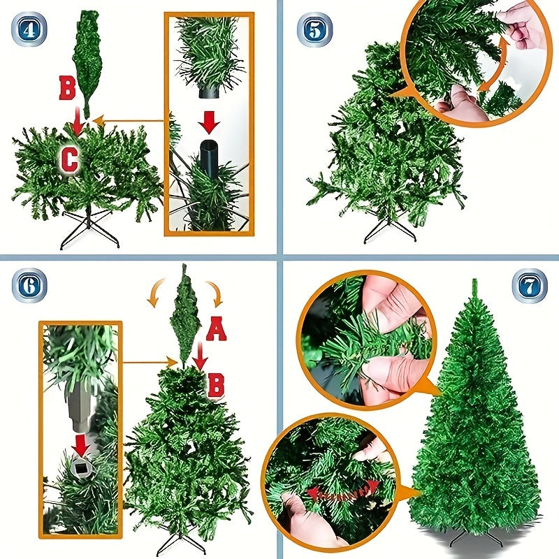 6ft Artificial Christmas Tree w/ Metal Hinge & Folding Base - Easy Assembly