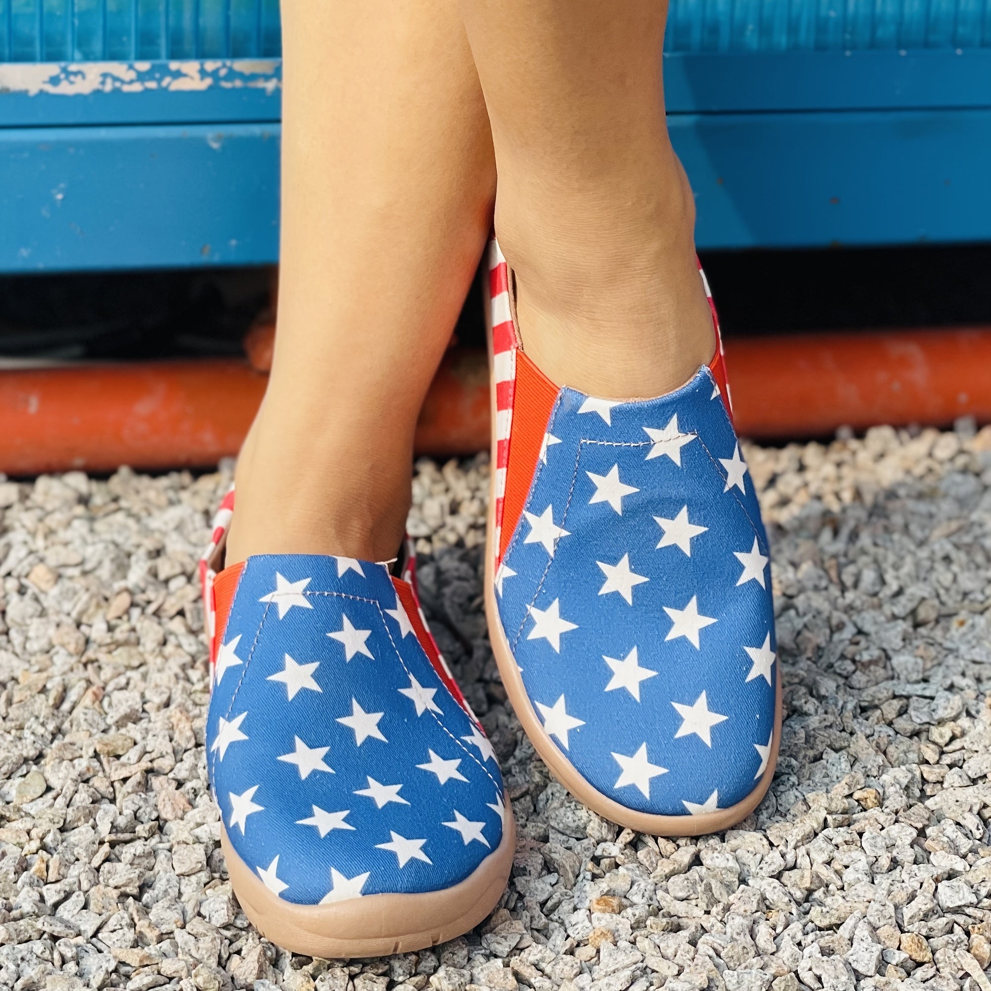 Flag Pattern Canvas Slip-On Travel Shoes for July 4th