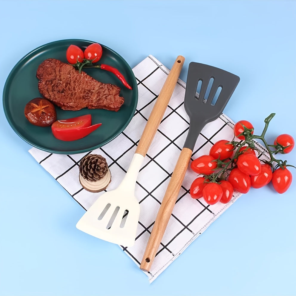 Silicone Wooden Handle Spatula for Non-stick Cooking