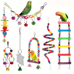 Colorful Bird Parakeet Toys Swing Hanging Chewing Climbing Ladder