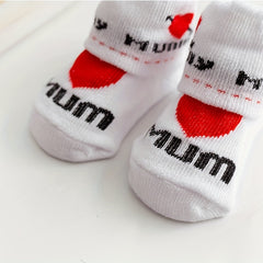 Newborn Knit Socks I LOVE MUM I LOVE DAD Cotton Socks
