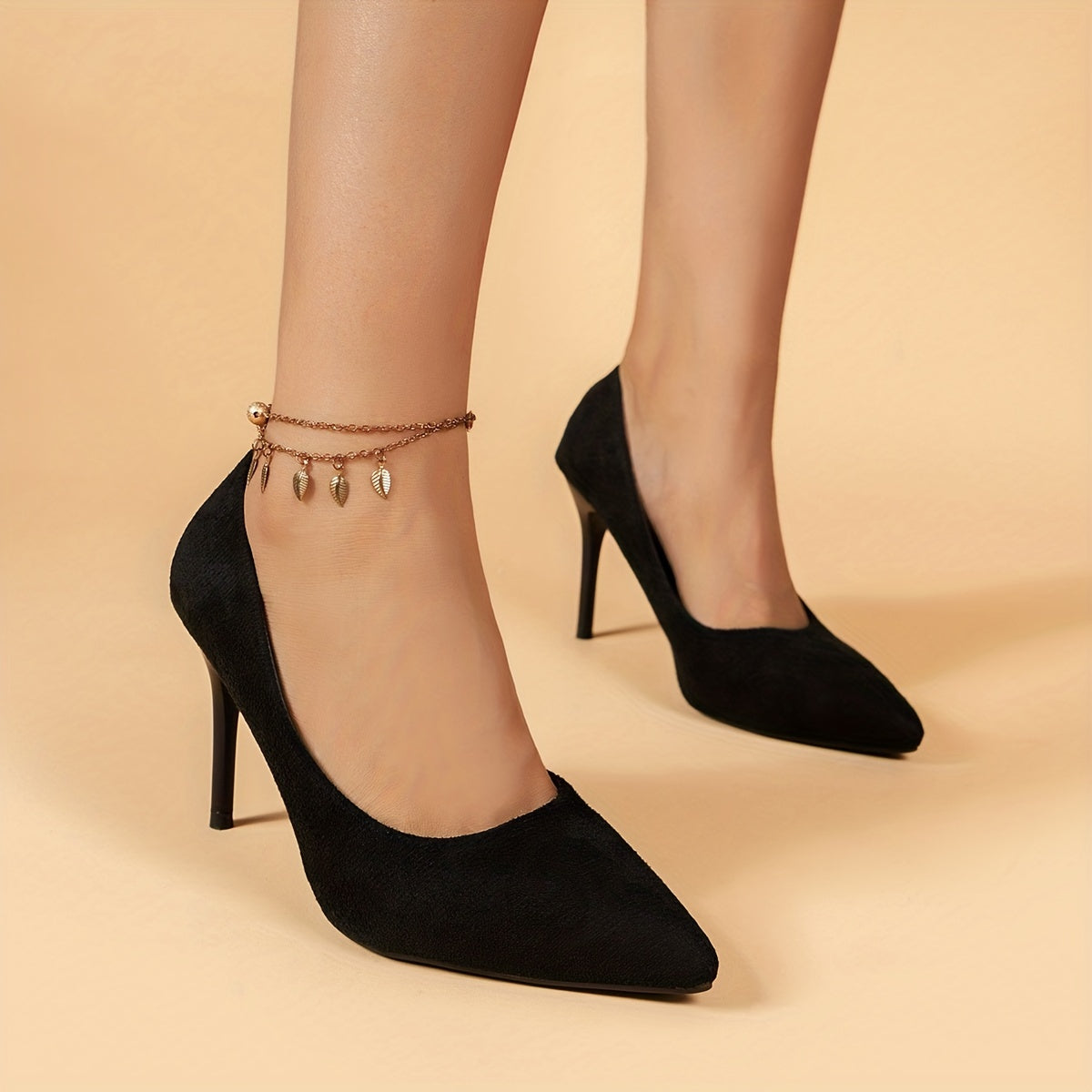Women's Stiletto Heels Pointed Toe Slip On Pumps Women's Solid Heels
