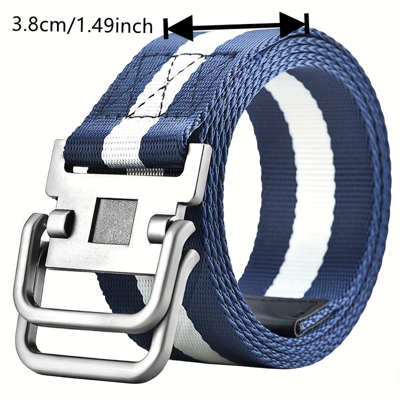 Men's Double Ring Buckle Belt Military Training Leather Belt