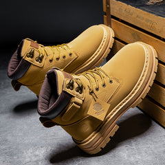 Men's Round Toe Lace up Boots for Winter