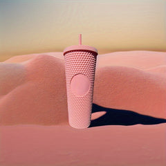 710ml Double Layer Plastic Water Bottle Large Capacity Creative Straw Cup