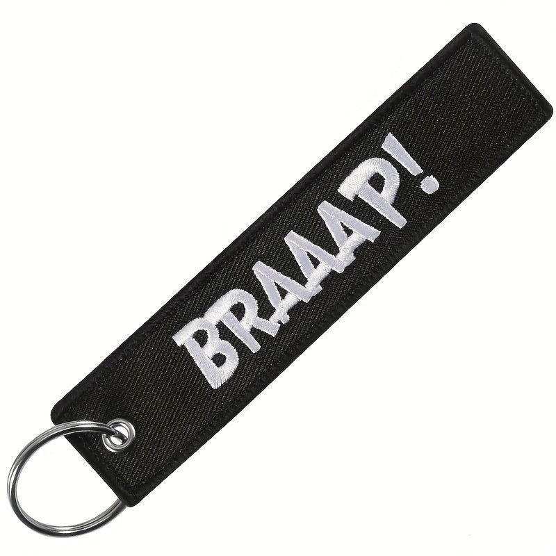 Embroidered 'BRAAAP' Keychain - Fun Key Accessory