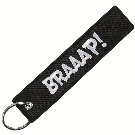 Embroidered 'BRAAAP' Keychain - Fun Key Accessory