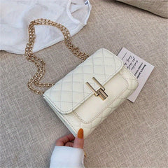 Quilted Metal Chain Crossbody Bag Classic Shoulder Bag
