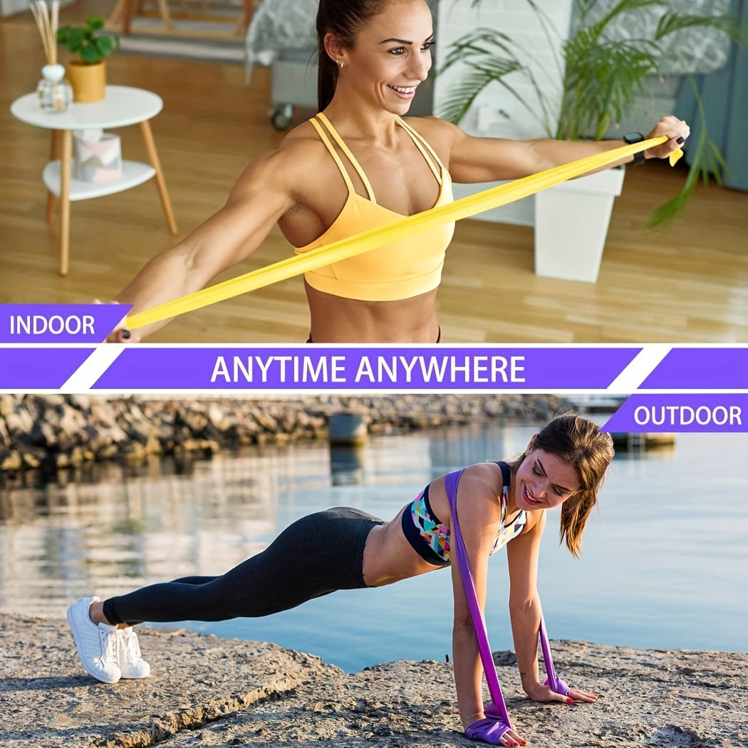 4pcs TPE Yoga Resistance Band Set Elastic Fitness Stretching Band