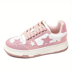 Women's Star Pattern Board Shoes Lace Up Outdoor Sneakers