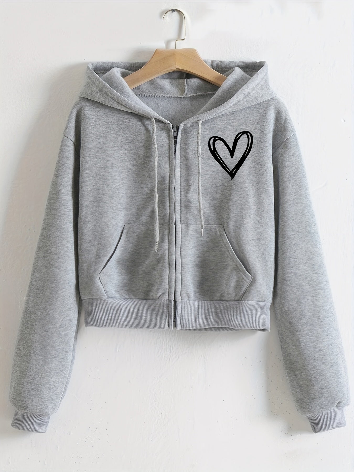 Women's Zip Up Crop Hoodie with Pocket