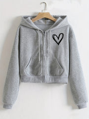 Women's Zip Up Crop Hoodie with Pocket