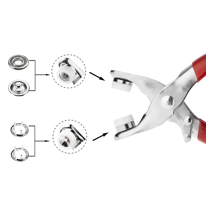 Button Mounting Tool Set Metal Pliers No Sew Fasteners Studs