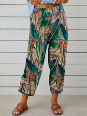  Colorblock Geometric Print Drawstring Pants