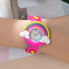 Rose Red Rainbow Casual Watch Women, Analog Quartz Wristwatch