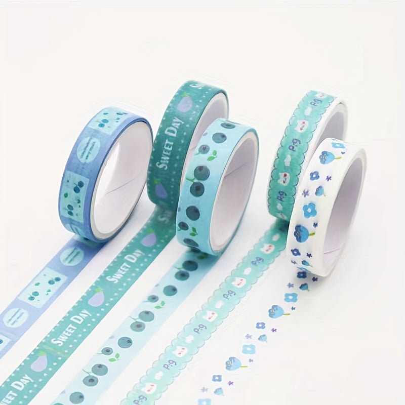 5 Rolls Retro Series Solid Washi Tape Set Decorative Sticker DIY Marker Label