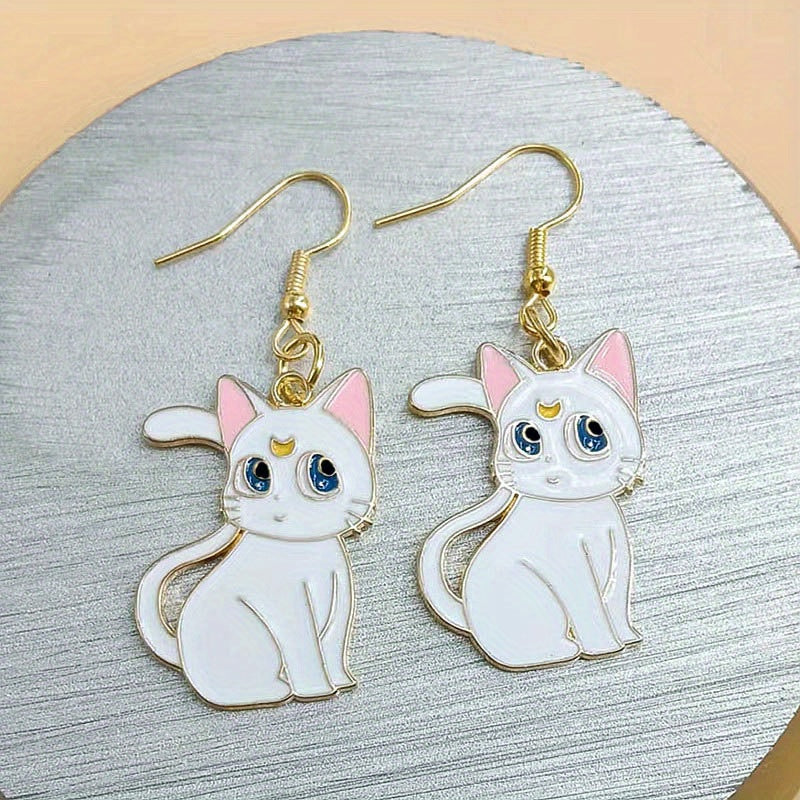 Cartoon Cat Dangle Earrings Animal Metal Drop Earring Lovely Jewelry