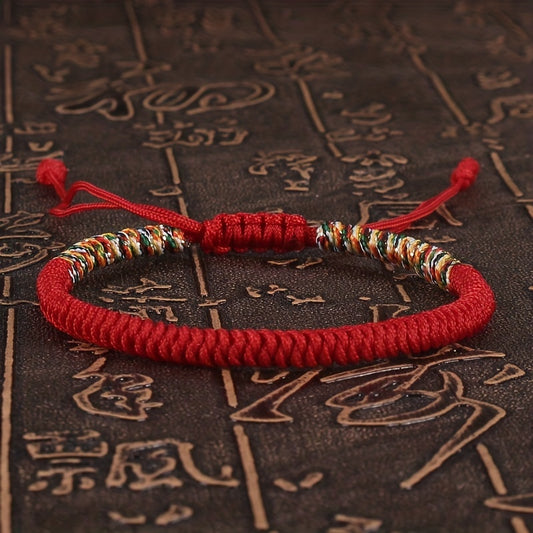 Buddhism Bracelet For Men Colorful Rope Lucky Red Bracelet