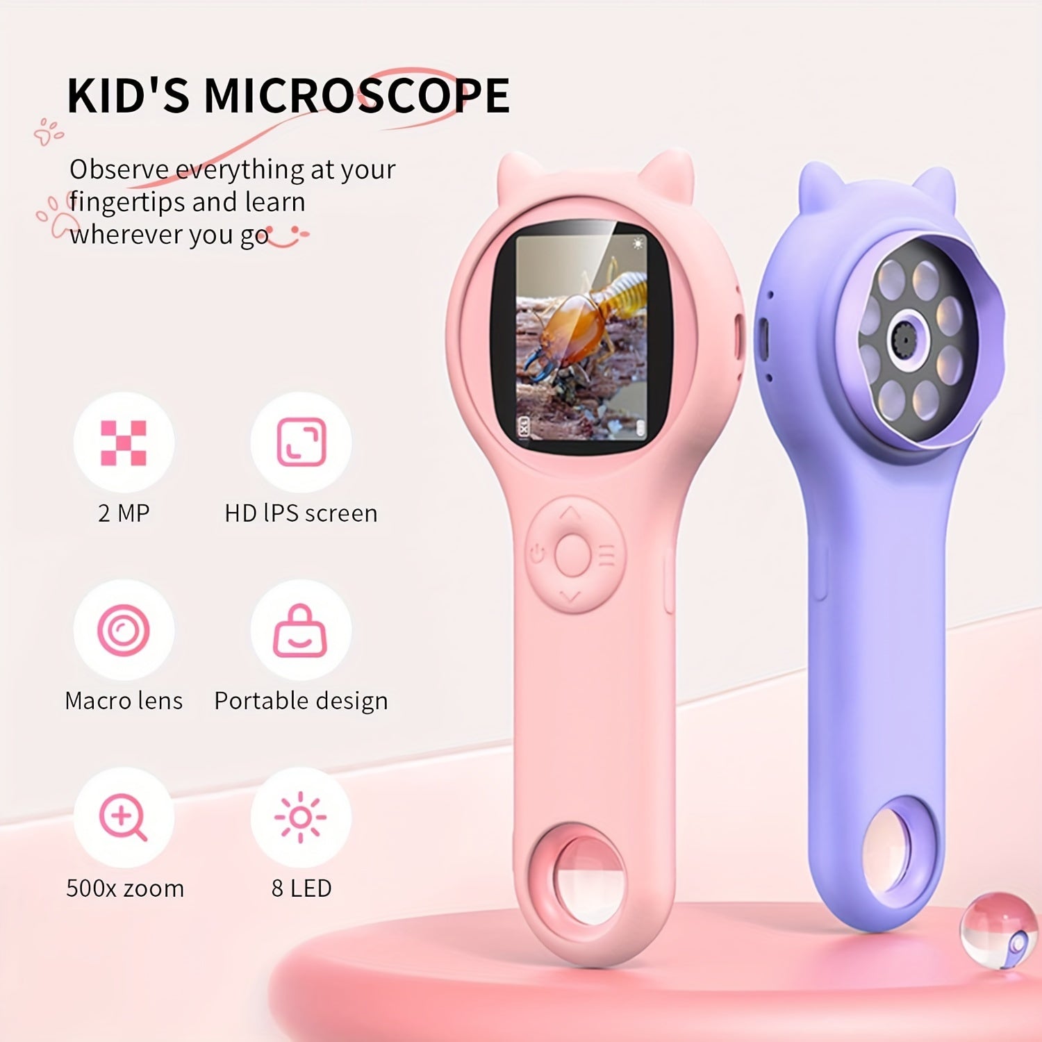 Pocket Handheld Microscope Science Set Outdoor Exploration USB 3 10 Years Old