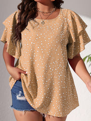  Polka Dot Layered Sleeve Blouse