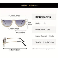 Rhinestone Semi Rimless Sunglasses for Women UV400 Sun Shades Glasses