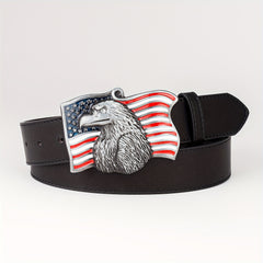 Men's Eagle Head Pattern Buckle Belt for Outdoor Party