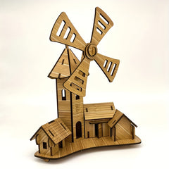 Wooden 3D Puzzle Windmill Cottage DIY Model Kit Educational Toy