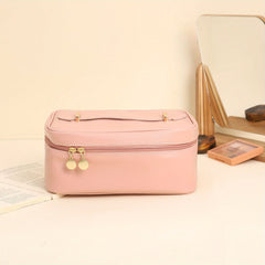 Solid Makeup Zipper Handbag All Match Storage Bag For Travel