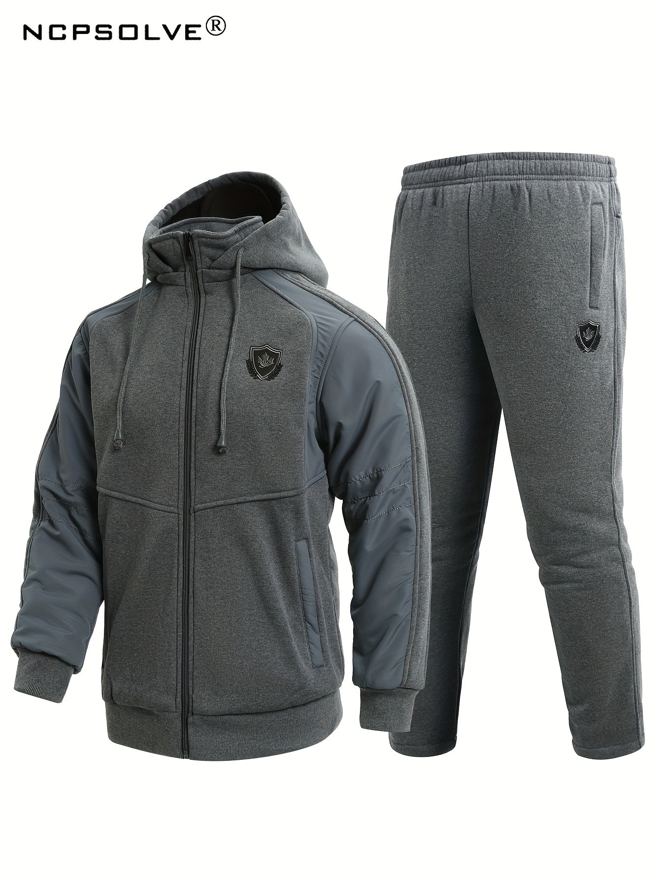 Men's Zip Up Warm Jacket & Drawstring Pants Casual Suit