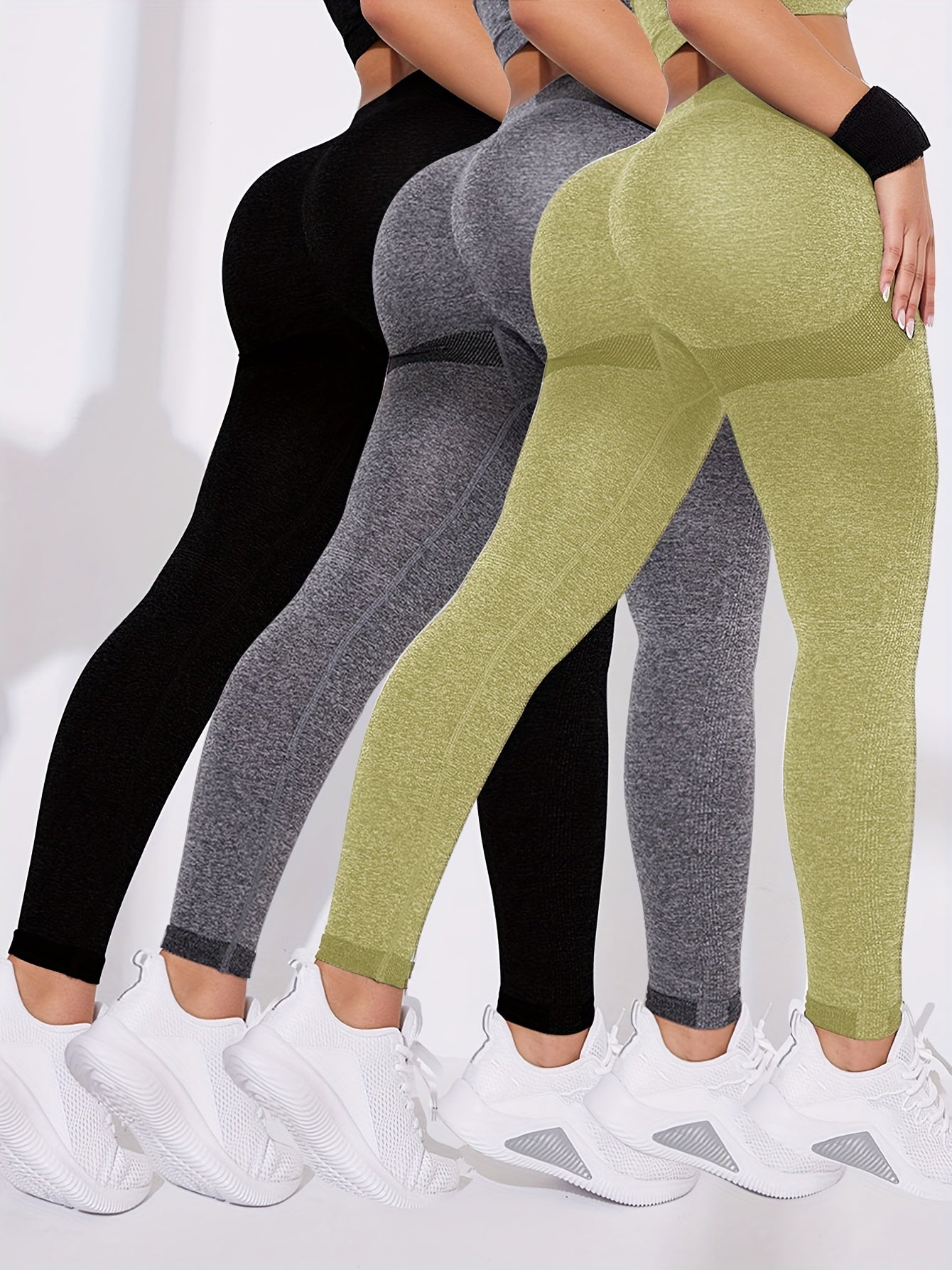 Solid Butt Lifting High Elastic Yoga Leggings Soft Workout Pants