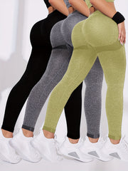 Solid Butt Lifting High Elastic Yoga Leggings Soft Workout Pants