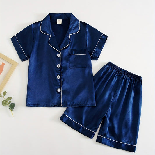 Boys Casual Pajamas Set Short Sleejsonves Tops & Bottoms