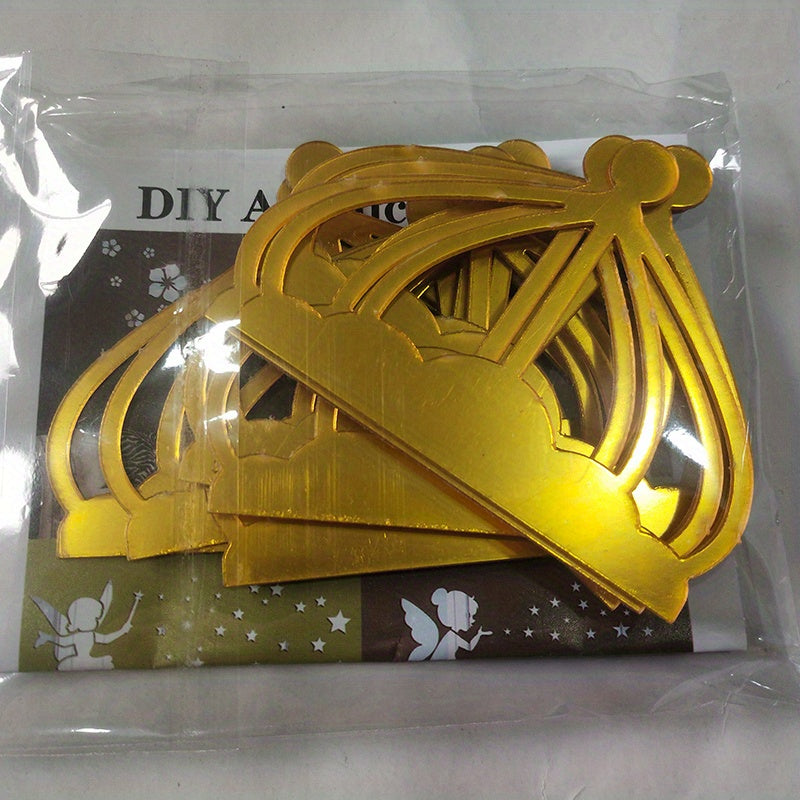 12pcs Crown Acrylic Mirror Stickers Self Adhesive Waterproof