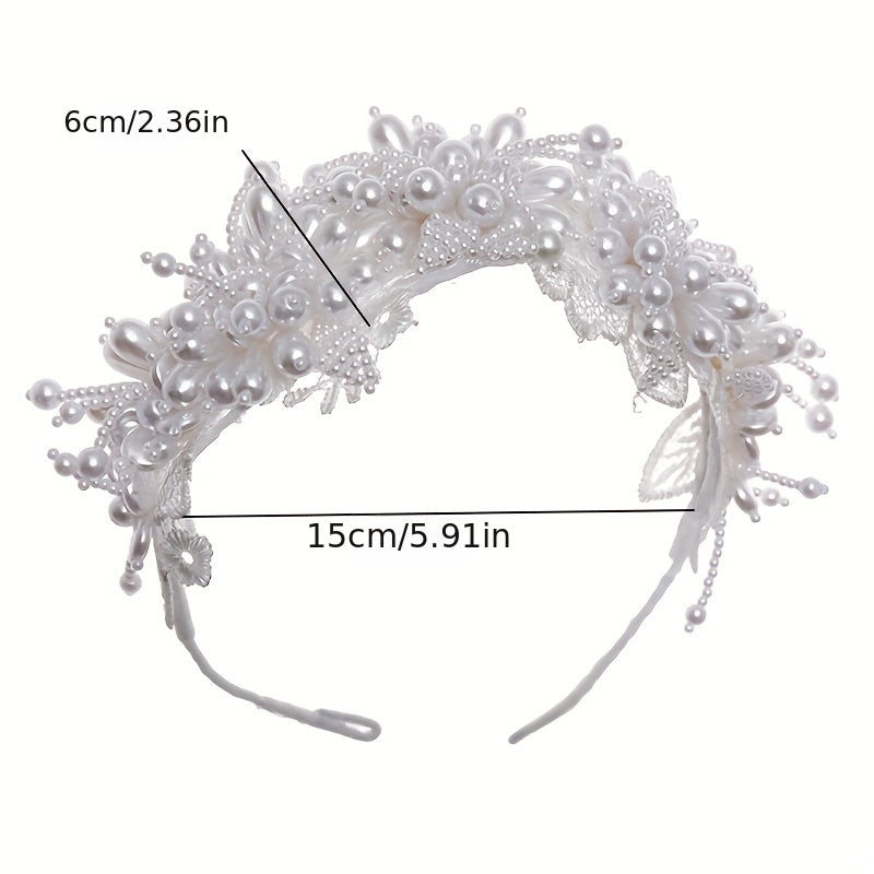 Faux Pearl Lace Hair Hoops Headband for Women Head Jewelry Hair Accessories