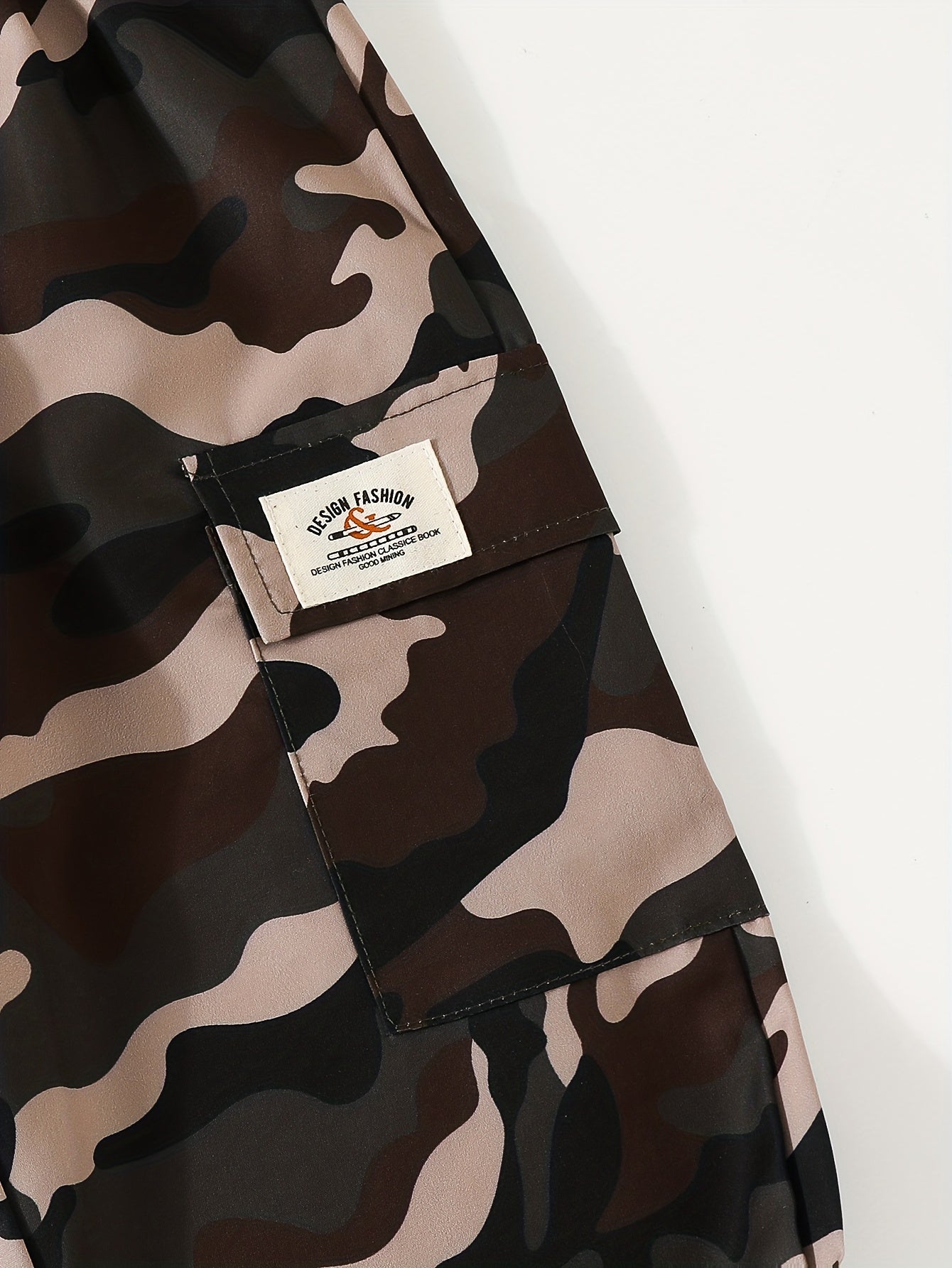Boys Camo Cargo Pants Elastic Waist Joggers Kids Outdoor Bottoms